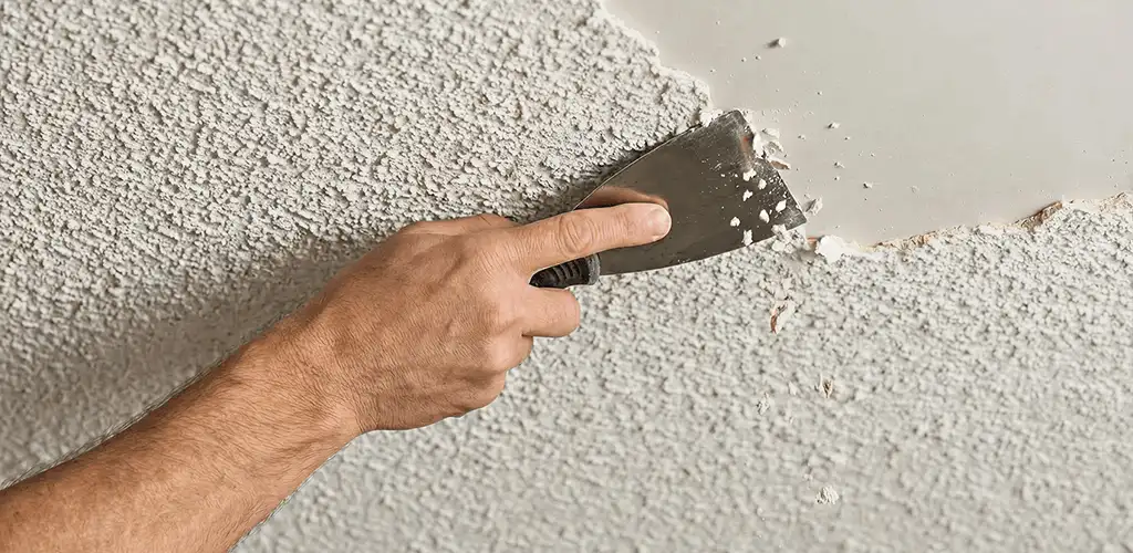 Popcorn ceiling removal scraping off textured ceiling finish in Orlando, FL