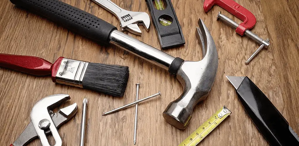 Handyman tools laid out for home repair and maintenance work in Orlando, FL