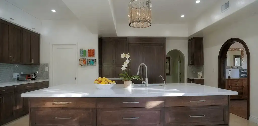 Cabinet refacing project with updated kitchen cabinets and island in Orlando, FL