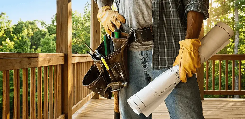 Professional handyman with tool belt ready for home repairs in Orlando, FL
